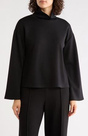 Nordstrom Rack Mock Neck Long Sleeve Scuba Knit Top in Black at Nordstrom Rack, Size X-Small