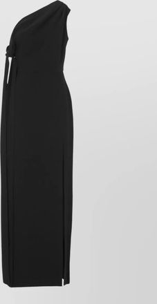Solace London polyester one-shoulder draped maxi gown
