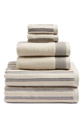 Nordstrom Mixed Stripe 6-Piece Cotton Towel Set in Beige Oatmeal Multi at Nordstrom, Size 6 Piece Set