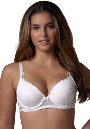 After Eden Push-up-BH AFTER EDEN MEGHAN, Damen, Gr. 70, Cup D, weiss (wei&szlig;), Spitze, Obermaterial: 90% Polyamid, 10% Elasthan, gemustert, unifarben, BHs Push-up-