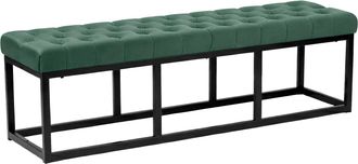 Clp Banco Polson Tapizado En Terciopelo Verde 150 Cm