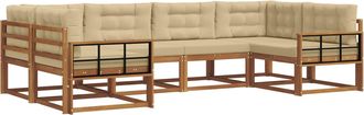 vidaXL Conjunto De Sof&aacute;s De Exterior 6 Uds. Natural Y Beige Vidaxl