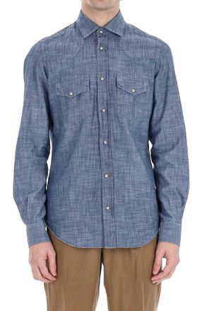 Eleventy Lightweight Western Denim Casual Shirt