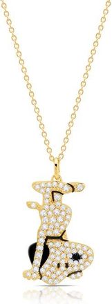 Crislu Snoopy Headstand Pav&eacute; Pendant Necklace in 18Kt Yellow Gold /Clear Stone at Nordstrom, Size 16