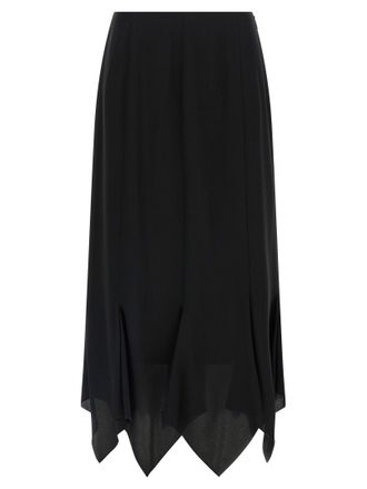 Valentino Garavani Black Silk Midi Womens Skirt