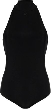 Courr&egrave;ges Body, female, Black, Size: M Halter Neck Jersey Bodysuit
