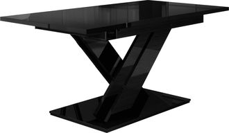 Mirjan24 Mobilier1 - Mesa Goodyear 103, Negro Brillante, 76x80x140cm, Alargamiento, Aglomerado Laminado