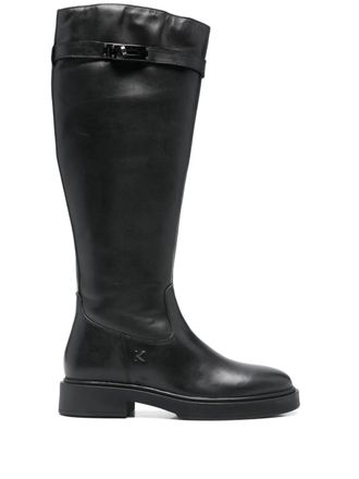 Keys buckle strap boots - women - Calf Leather/Calf Leather/Fabric/Rubber - 37 - Black