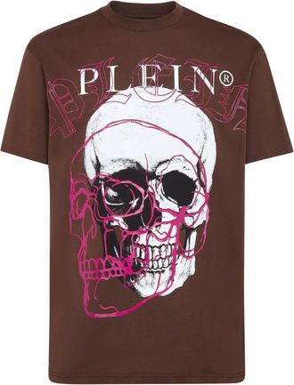 Philipp Plein T-shirt Ronde Hals SS - Heren - T-shirts - Bruin - 4XL - Katoen - Tops