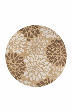 Jonathan Y Designs Zinnia Modern Floral Textured Weave Indoor/Outdoor Round Area Rug in Brown/cream at Nordstrom, Size 5Ft 0In X 5Ft 0In