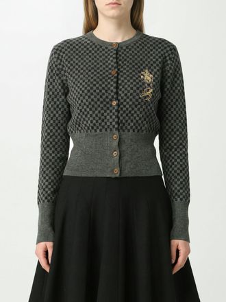 Vivienne Westwood Cardigan girocollo a quadri in misto lana e alpaca con logo