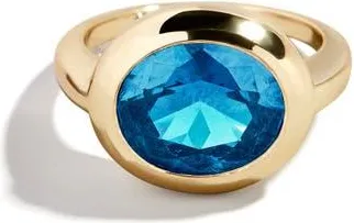 BaubleBar Birthstone Oval Cubic Zirconia Ring in Blue Zircon at Nordstrom, Size 6