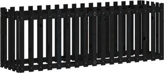 vidaXL Vidaxl - Garden Raised Bed with Fence Design Black 200x50x70 cm Solid Wood Pine
