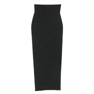 Alberta Ferretti Rokken, Dames, Grijs, M, Wol, Donkergrijze hoge taille midi-rok