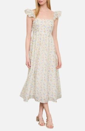 Blu Pepper Floral Print Midi Dress in Ivory Multi at Nordstrom Rack, Size Medium