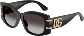 Dolce & Gabbana Bruine Degraderende Brede Zonnebril - unisex - Zonnebrillen - Zwart - ONE Size - Accessoires