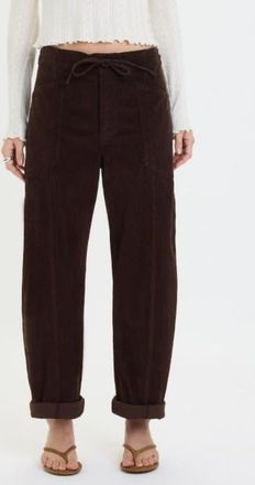 Daze Villa Drawstring Barrel Leg Pants in Chocolate at Nordstrom, Size 25