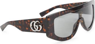 Gucci Rechthoekige Zonnebril - unisex - Zonnebrillen - Bruin - ONE Size - Leer - Accessoires