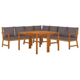 vidaXL Juego Comedor Jard&iacute;n Y Cojines 7 Piezas Madera Maciza Acacia Vidaxl