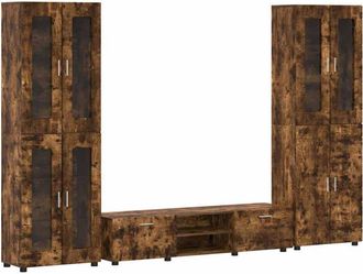 vidaXL Conjunto De Mueble De Tv Roble Ahumado Madera De Ingenier&iacute;a Vidaxl