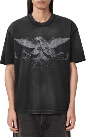 AllSaints Aeterna Graphic T-Shirt in Washed Black at Nordstrom, Size Xx-Large