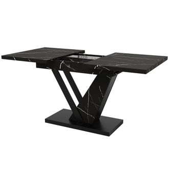 Urban Meuble Mesa de comedor extensible con patas efecto m&aacute;rmol negro