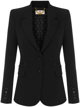 Elisabetta Franchi Structured Black Tailored Jacket with Notched Lapel and Subtle Hardware