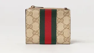 Gucci Portafoglio bifold in tessuto jacquard con monogramma GG e righe