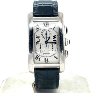 Cartier Pre-owned Cartier Tank Americaine Chronograph Quartz Silver Dial Mens Watch W2603356