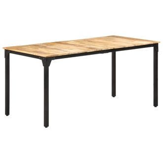 Berkfield Home Dining Table 160x80x76 cm Rough Mango Wood in Brown | Size: 160 x 80 x 76 cm