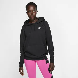 Nike Womens Nike Sportswear Essential Fleece Pullover Hoodie in Black | BV4124-010