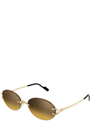 Cartier Cartier Rimless Round-frame Sunglasses - Gold - One Size