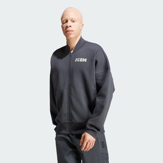 adidas adidas Performance Mens FC Bayern Seasonal Doubleknit Track Top - Grey Cotton - Size Small