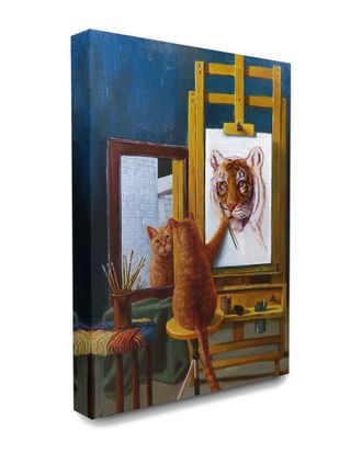 Stupell Industries The Stupell Home Decor Collection Cat Confidence Self Portrait As A Tiger Funny Painting