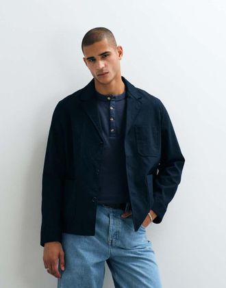 Arket Blazer in misto lino blu navy