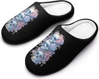 Generic No Evil Skulls Funny Mens Cotton Slippers Soft Non-Slip Rubber Sole House Slipper Indoor Outdoor