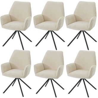 Hhg Nunca Usado] Juego De 6 Sillas De Comedor Hhg 494, Silla De Cocina Silla Con Reposabrazos, Posici&oacute;n Autom&aacute;tica Giratoria, Chenilla Oeko-tex Mvg, Crema