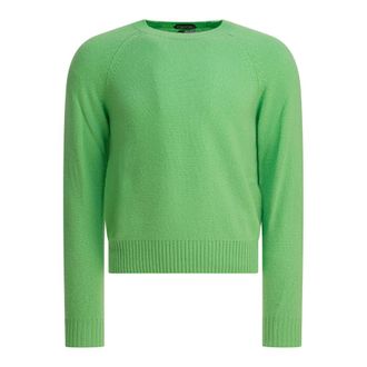 Tom Ford Truien & Vesten, Heren, Groen, L, Kasjmier, Felted Cashmere Crew Neck
