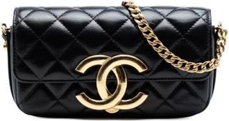 Chanel Pre-owned Quilted Lambskin Crossbody - Dames - Vintage Schoudertas - Zwart - ONE Size - Leer - Vintage