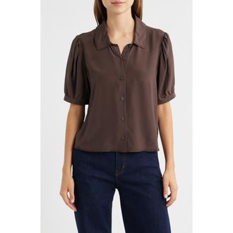 Frame Denim The Prim Silk Shirt in Coffee at Nordstrom Rack, Size X-Small