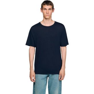 Sandro Certified linen T-shirt in Navy Blue at Nordstrom, Size Xx-Large