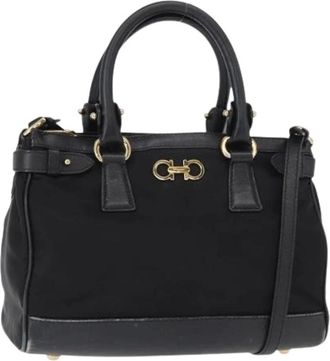 Ferragamo Pre-owned Handbags, female, Black, Size: ONE SIZE Pre-owned Nylon Handbag