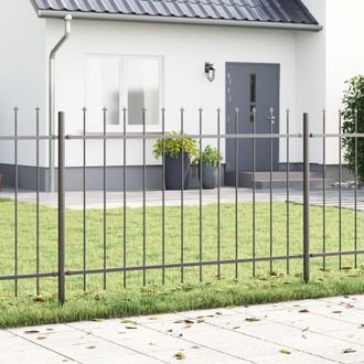 Berkfield Home Garden Fence with Spear Top - Grey - 13.6x0.8 m - Steel