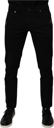 Dolce & Gabbana Slimfit Jeans Kroon Patch Detail - Heren - Slim Fit Jeans - Zwart - M - Katoen - Jeans