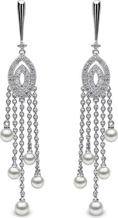 Yoko London 18kt white gold Sleek Akoya pearl and diamond earrings - women - Diamond/18kt White Gold/Akoya Pearl - OS - Silver