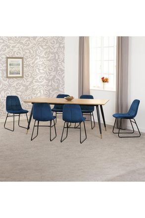 Seconique Hamilton Large Dining Set with Lukas Chairs in Blue