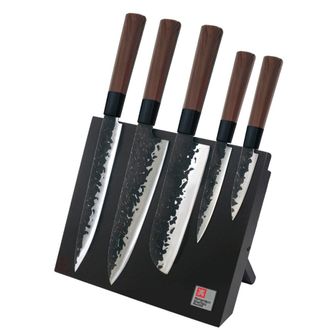 Richardson Sheffield Bloque de 5 cuchillos de cocina acero inoxidable negro