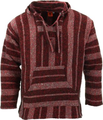 Loud Elephant Recycled Mexican Baja Jerga Hoody - Maroon Grey (XX-Large)