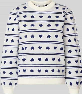 Ichi Relaxed Fit Pullover mit Allover-Motiv-Stitching Modell Brielle in Marine, Gr&ouml;&szlig;e XXL