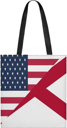 Generic U.S. And Alabama State Flag Womens Tote Casual Shopping Bag Lightweight Shoulder Bags Hobos Handbag for Work Travel Daily 35x40cm